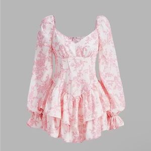 Floral Pink Long Sleeve Dress